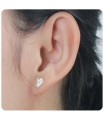 Christmas Mitten with CZ Silver Stud Earrings STS-5520